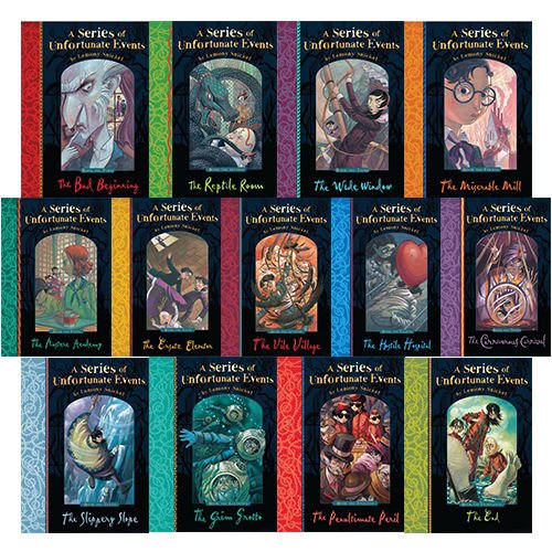 A Series of Unfortunate Events Lemony Snicket 13 Books Collection Pack Set (Includes the Bad Beginning, the Reptile Room, the Wide Window, the Miserable Mill, the Austere Academy, the Grim Grotto, the Penultimate Peril, the End) book image